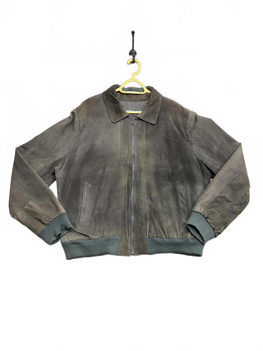 Vintage Y2k Sears The Men's Store Brown Suede Leather Bomber Jacket Size 48